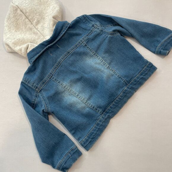 ~ 7 For All Mankind 2T Jean Jacket Kids Hood Layered Snaps Long Sleeve *FLAW - Picture 10 of 14